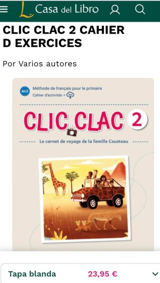 Libro de francés,  6 Primaria, CLIC CLAC 2