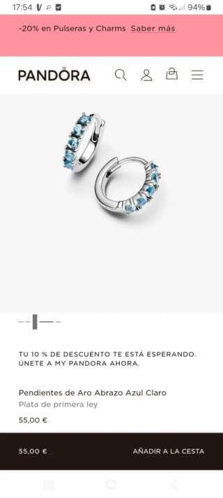 Pendientes de Aro Pandora Plata y Aguamarina