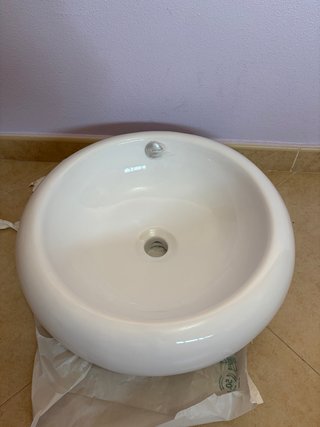 Lavabo de sobreponer redondo blanco