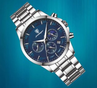 Reloj Poedagar Hombre Azul y Plateado