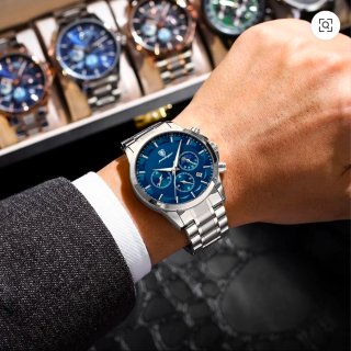 Reloj Poedagar Hombre Azul y Plateado