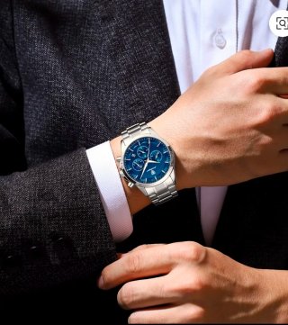 Reloj Poedagar Hombre Azul y Plateado