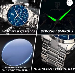 Reloj Poedagar Hombre Azul y Plateado