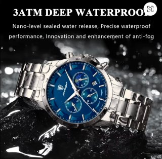Reloj Poedagar Hombre Azul y Plateado
