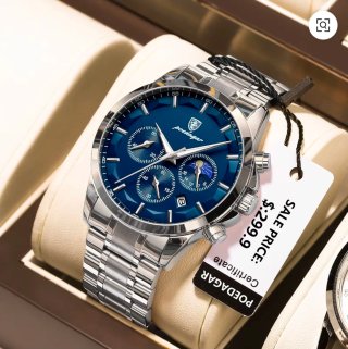 Reloj Poedagar Hombre Azul y Plateado