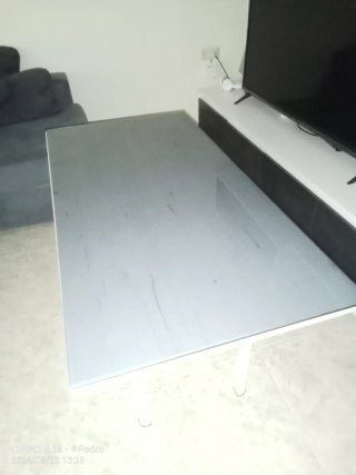 Mesa de comedor 120x60cm cristal y metal
