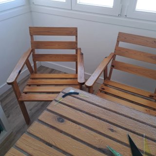 Conjunto terraza cristal y madera