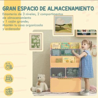 Estantería infantil de madera rosa
