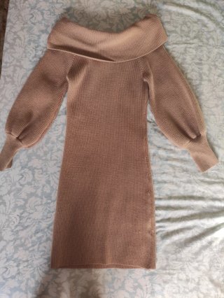 Vestido de punto beige talla XS