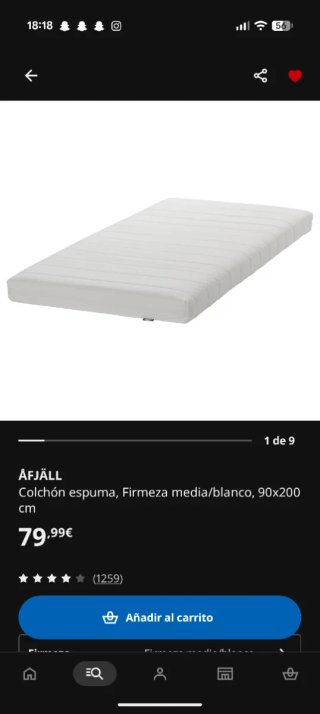 Cama Individual 90x180 con colchón y mesita.