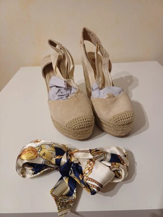 Zancadas esparto plataforma beige talla 36