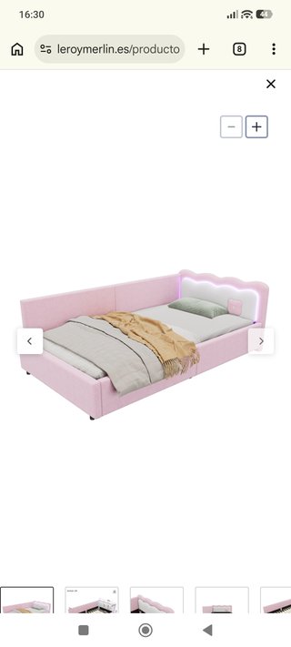 Cama Individual 90x200 cm Rosa