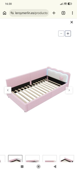 Cama Individual 90x200 cm Rosa