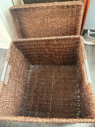 Cesta grande de fibras naturales con tapa