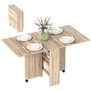 Mesa Cocina Plegable 2 Alas con Ruedas Natural