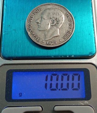 ESPAÑA 2 ptas. Plata 1879 Alfonso XII E.M.M.