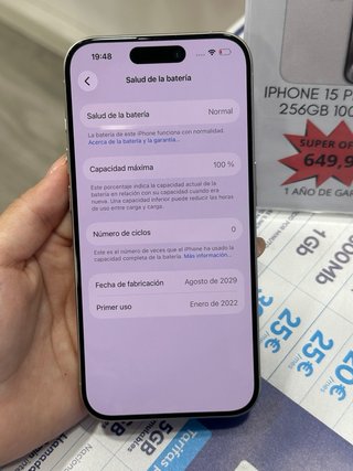 IPHONE 15 PRO BLANCO 256GB SALUD 100%
