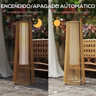 Farola Solar Exterior Ratán LED 61cm Natural