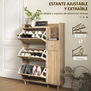 Zapatero Rústico Madera y Ratán