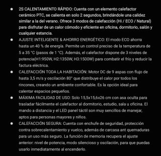 Calefactor Cerámico MYCARBON 1500W