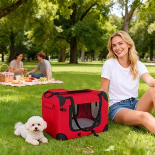Transportín Perros Plegable 60cm Cojín Suave Asas