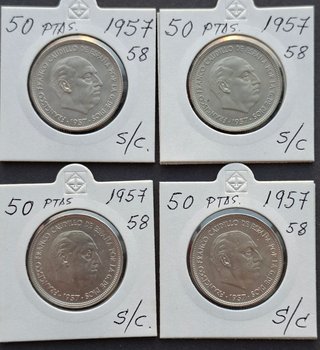 4 Monedas 50 Pesetas 1957 * 58 SIN CIRCULAR
