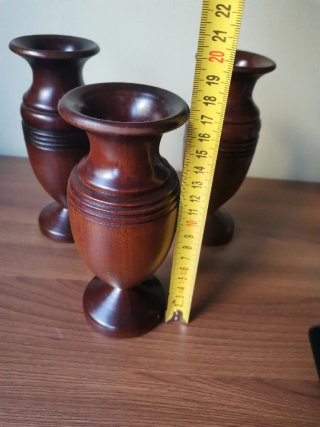 3 Jarrones Madera Maciza Antiguos
