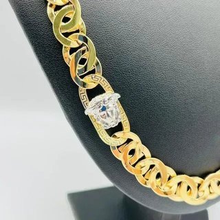 Cadena Tipo Cartier Medusa Greca Bicolor 18K 13mm