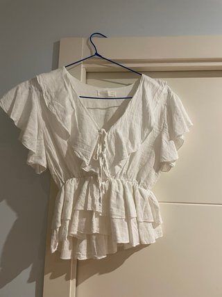 Blusa blanca volantes talla única