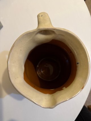 Jarrón de cerámica beige y azul