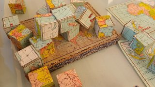 Juego Cubos Mapas Antiguo Vintage Rompecabezas
