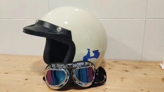 Casco Moto Vintage Beige Scooter