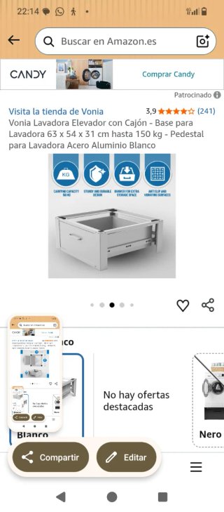 Soporte cajón lavadora y secadora