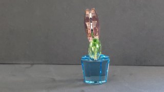 Figura Flor Cristal Swarovski Maceta Azul