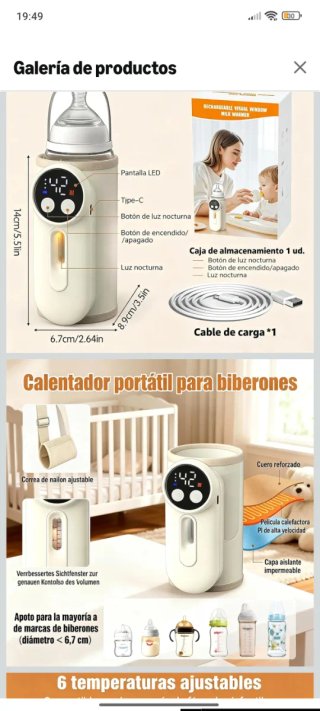 NUEVO Calienta Biberones Portátil Recargable