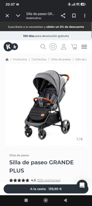 Silla de paseo Kinderkraft grande PLUS