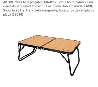 Mesa Plegable Bambú AKTIVE 60x40x25cm