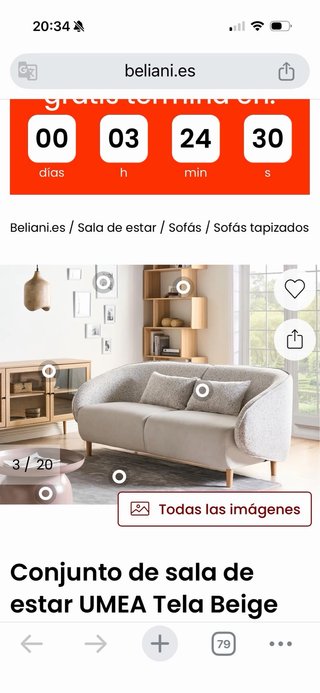 Sofá y 2 butacas diseño italiano beige/gris