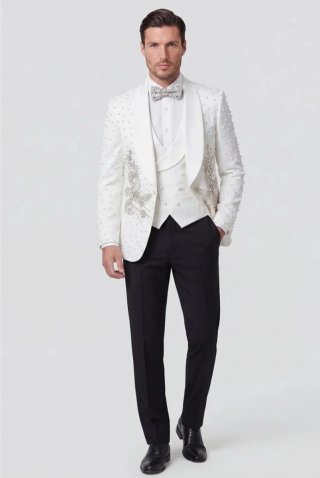 Traje de Novio Blanco y Negro