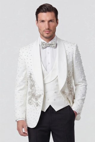 Traje de Novio Blanco y Negro