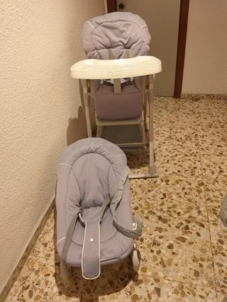 Trona y hamaca bebé gris