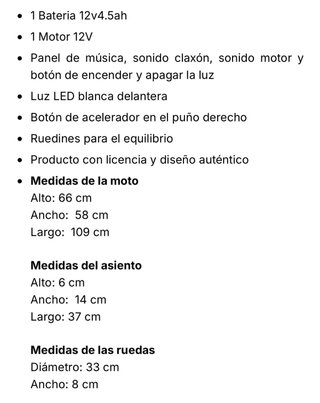 Moto Infantil Honda CRF300L Roja (Usada 2 veces)
