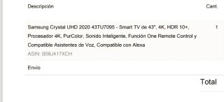 Televisor Samsung 43" Crystal UHD 2020