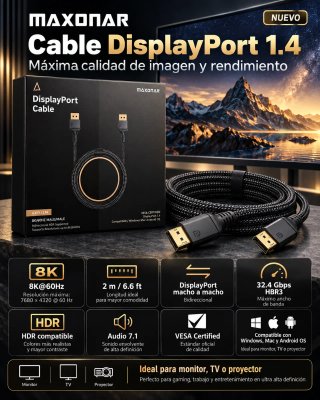 CHOLLO Cavo DisplayPort 1.4 Maxonar 8K 2m VESA