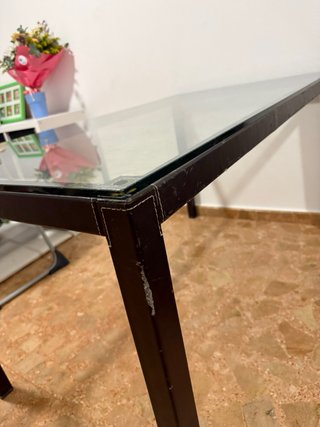 Mesa Comedor Cristal 140x80cm Negra