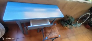 Mesa de Cocina Extensible Azul con Cajón