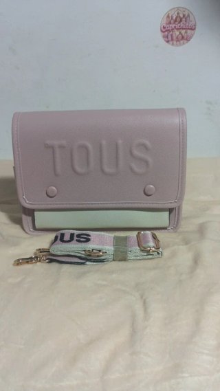 Bolso TOUS rosa y verde con correa no negociable