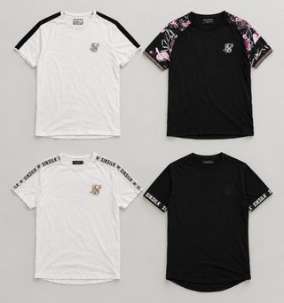 Pack 4 Camisetas Siksilk Blancas y Negras