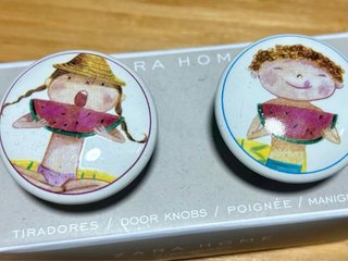 4Tiradores de cerámica Zara Home - Niños con sandí