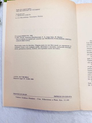 Diccionario de Vitaminas – Leonard Mervyn
